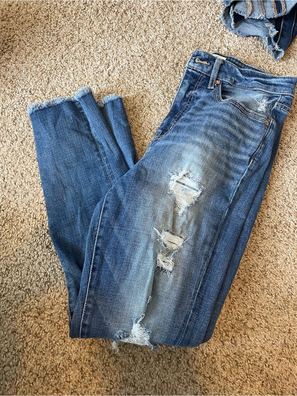 BKE Women's Distressed Blue Skinny Jeans